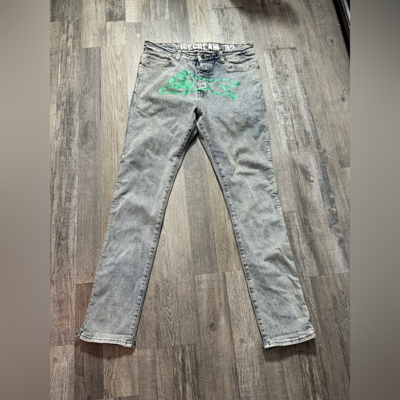 Ice Cream Jeans - Mens Size 32 Green Running Dog - Only worn once denim - Picture 1 of 11